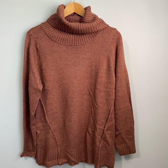 Karen Scott Brown Multi-Color Acrylic Long Sleeve Turtleneck Sweater Medium‎ New - Picture 1 of 16